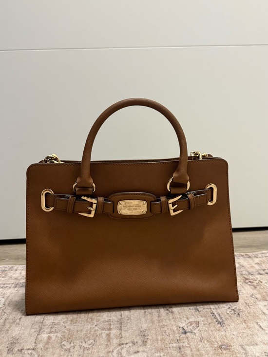 Michael Kors Handbags - Michael Kors Brown Leather Top-Handle Satchel with Gold Hardware